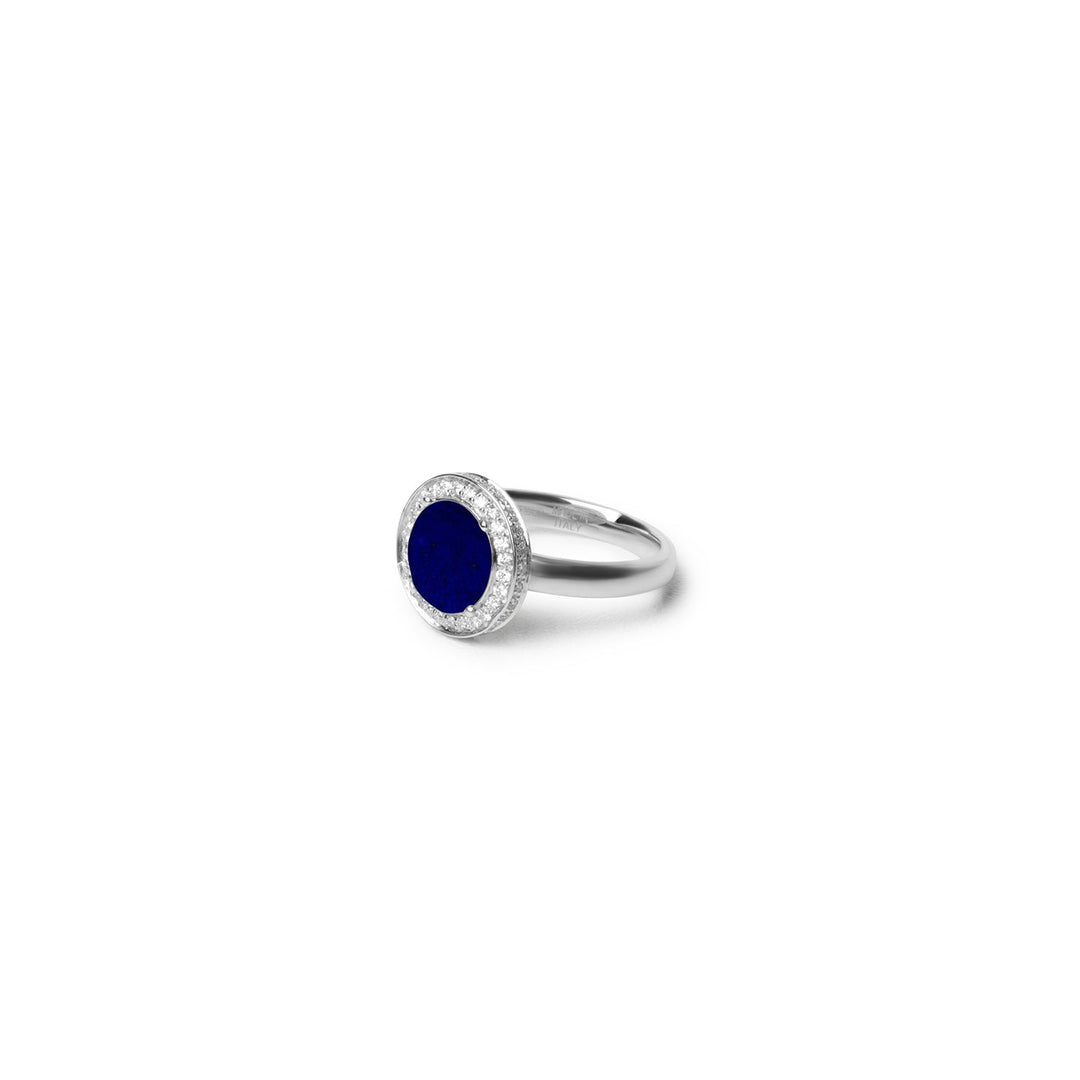 Eternity rings with lapis lazuli in white gold, small size (view 2)