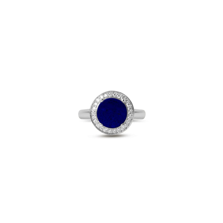 Eternity rings with lapis lazuli in white gold, small size (view 3)