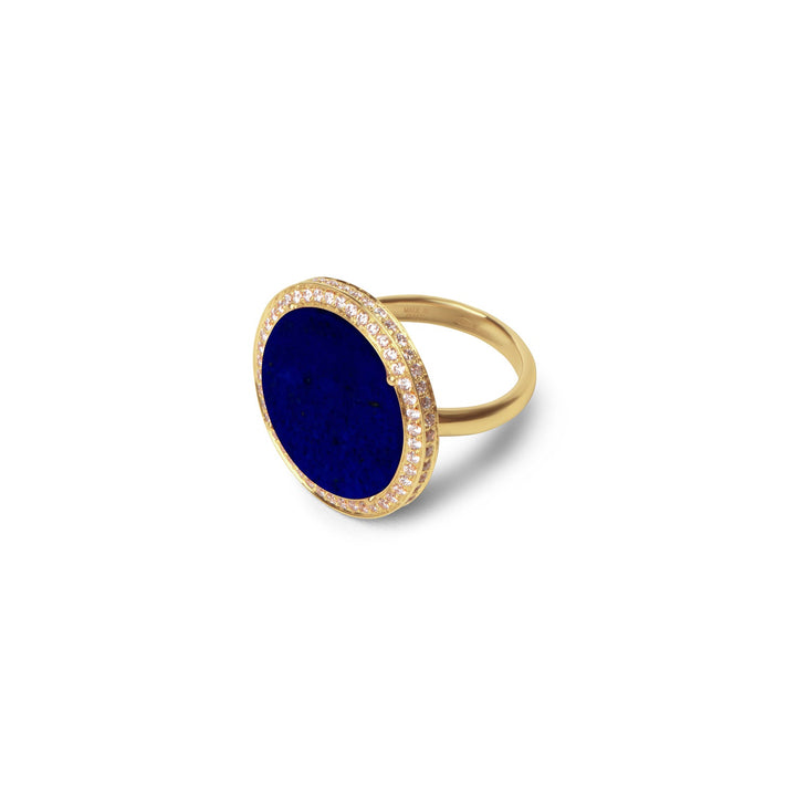 Eternity rings with lapis lazuli in yellow gold, large size (view 2)