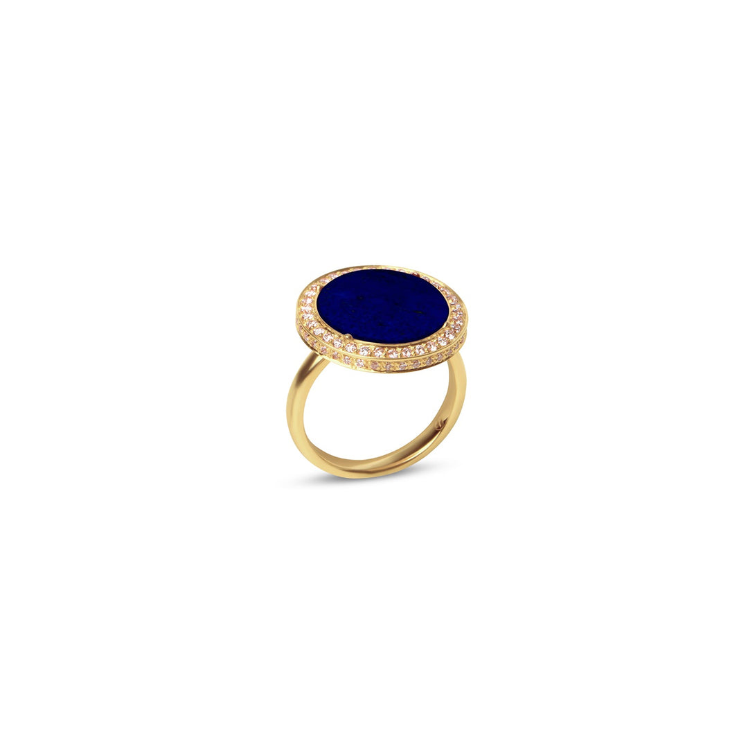 Eternity rings with lapis lazuli in yellow gold, medium size
