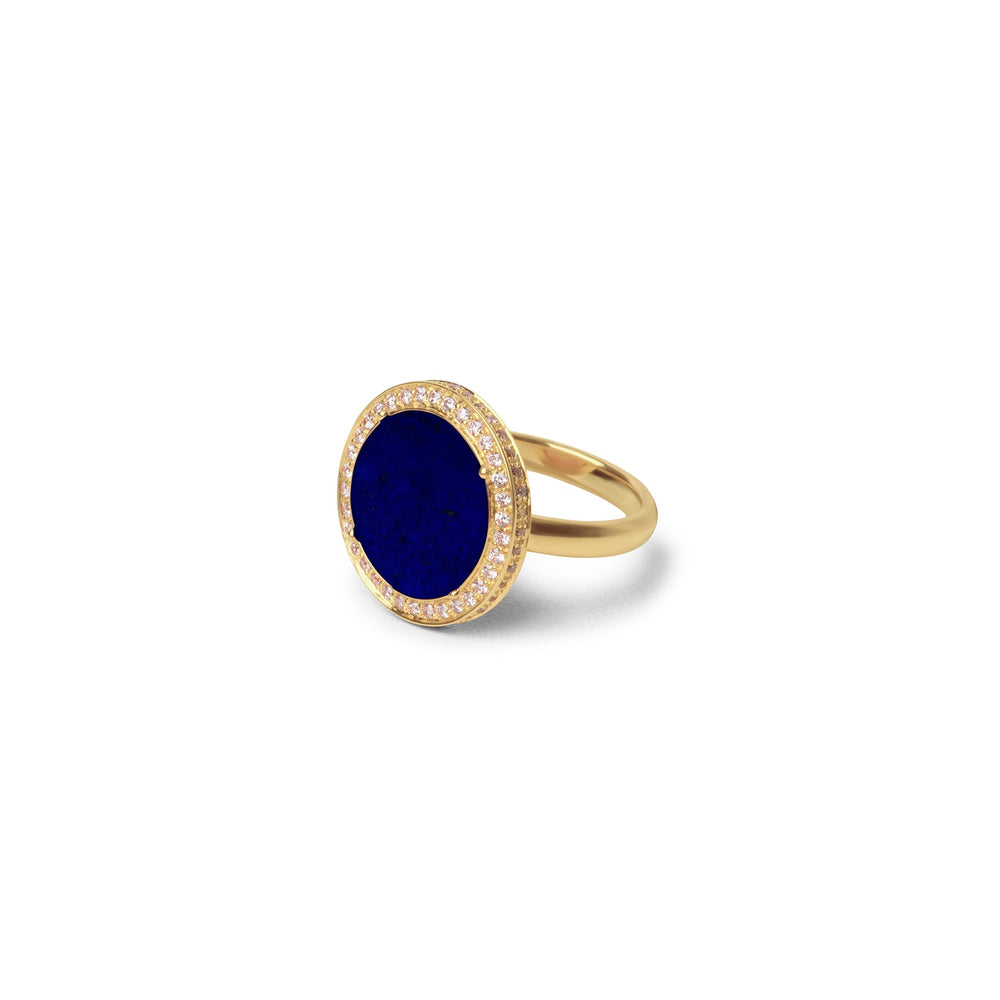 Eternity rings with lapis lazuli in yellow gold, medium size (view 2)