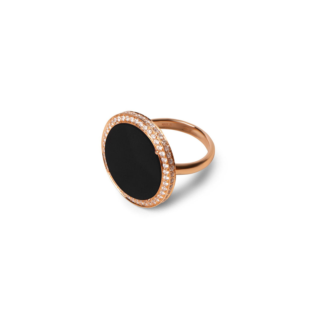 Eternity rings with onyx in rose gold, large size (view 2)
