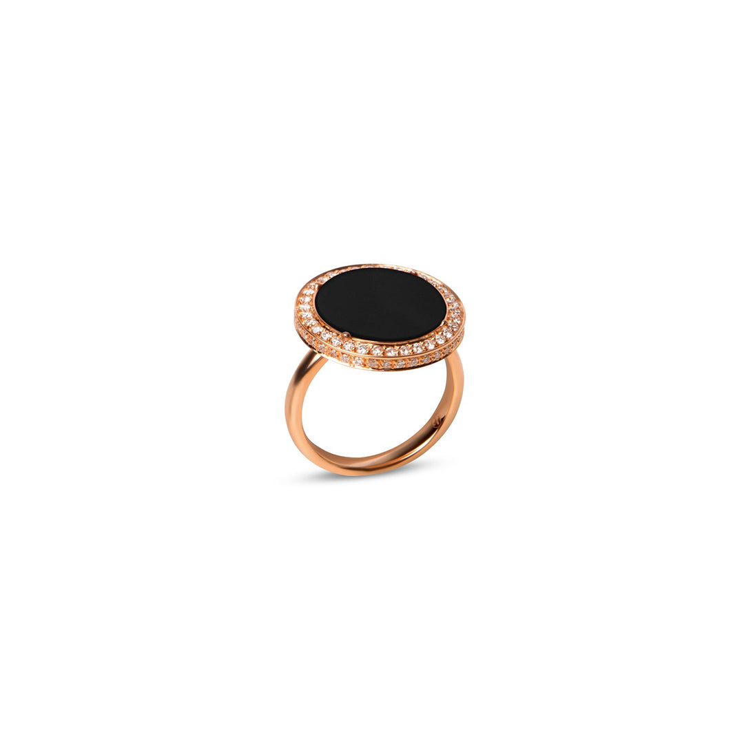 Eternity rings with onyx in rose gold, medium size