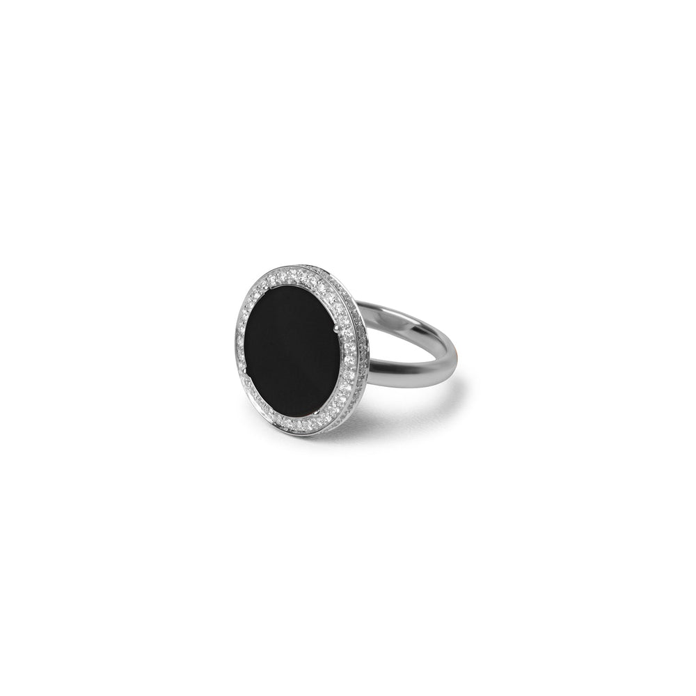 Eternity rings with onyx in white gold, medium size (view 2)