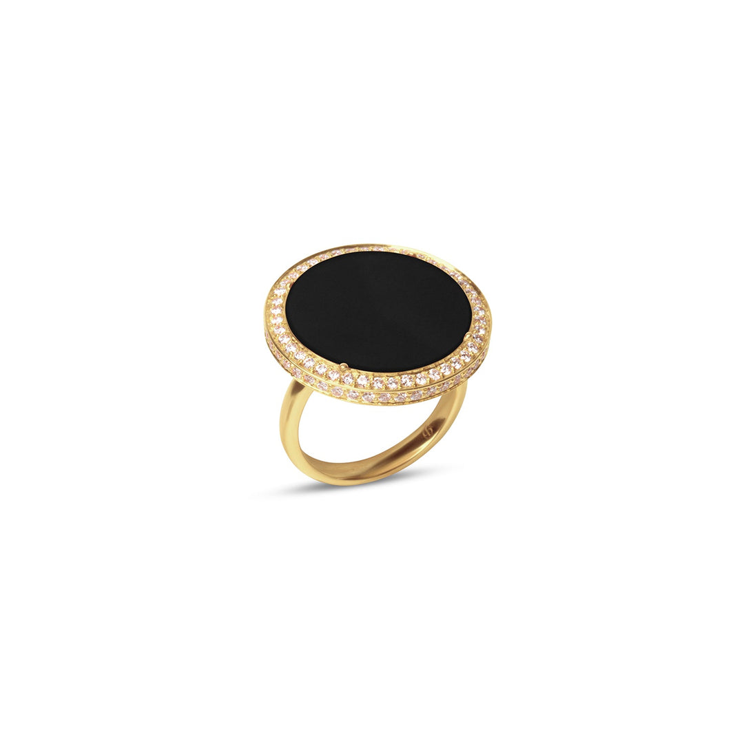 Eternity rings with onyx in yellow gold, large size