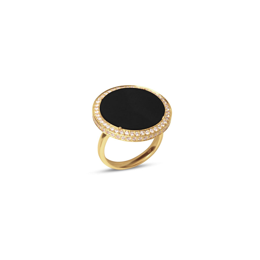 Eternity rings with onyx in yellow gold, large size