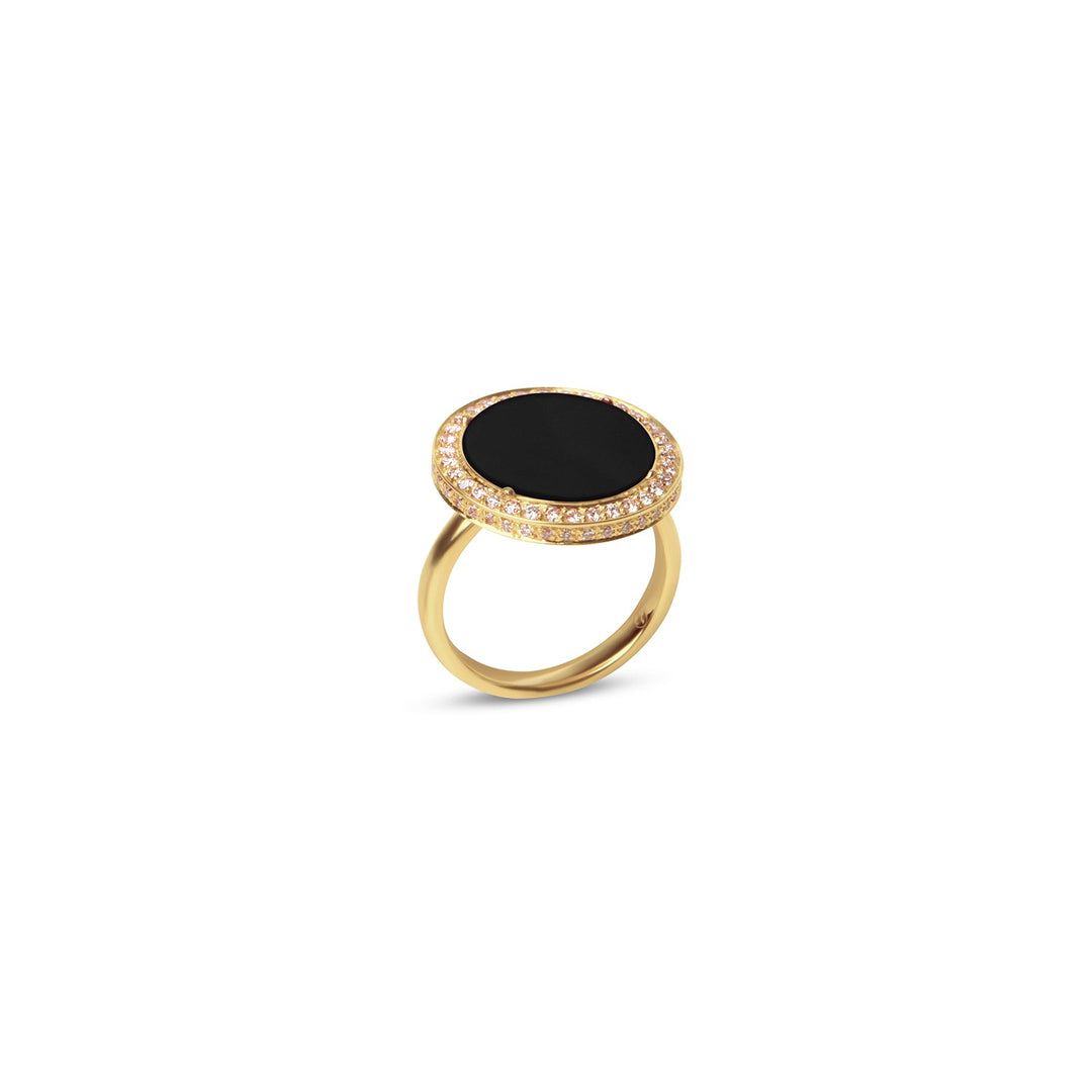 Eternity rings with onyx in yellow gold, medium size