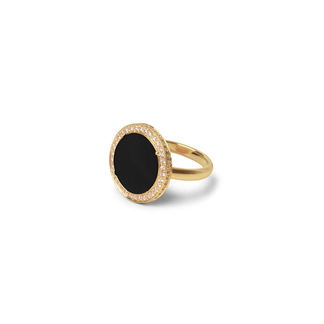 Eternity rings with onyx in yellow gold, medium size (view 2)
