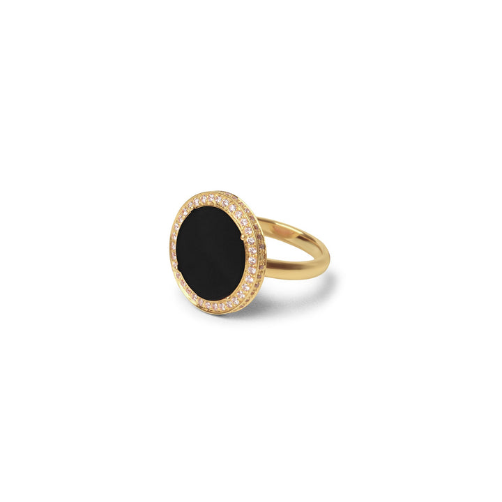 Eternity rings with onyx in yellow gold, medium size (view 2)