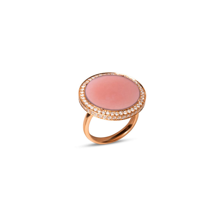 Eternity rings with pink opal in rose gold, large size