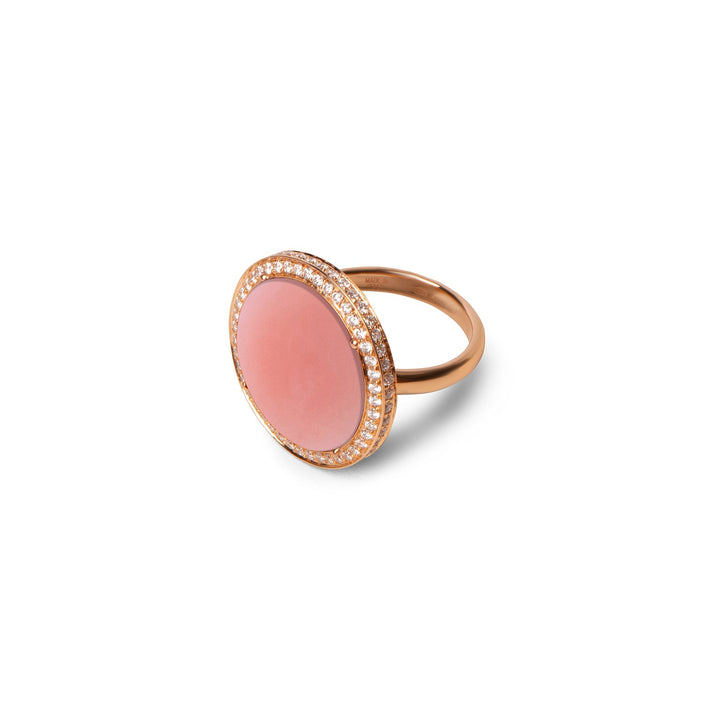 Eternity rings with pink opal in rose gold, large size (view 2)