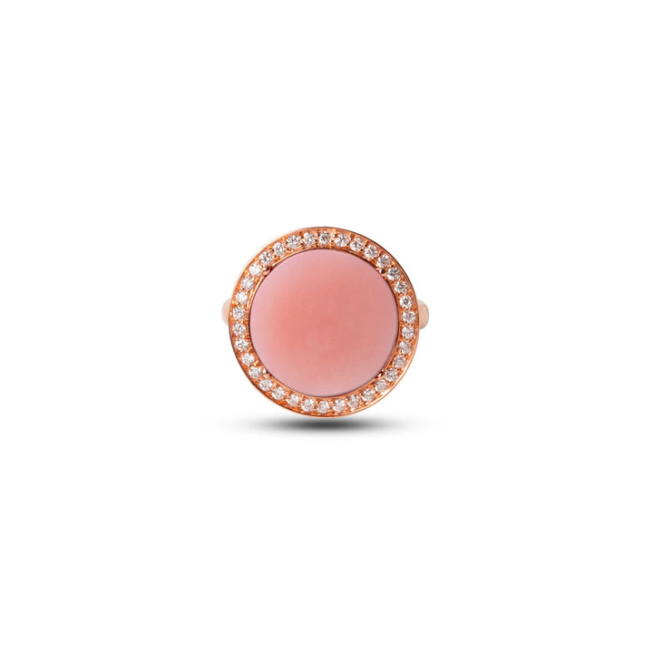 Eternity rings with pink opal in rose gold, medium size (view 3)