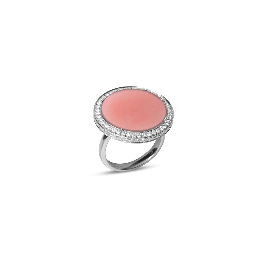 Eternity rings with pink opal in white gold, large size