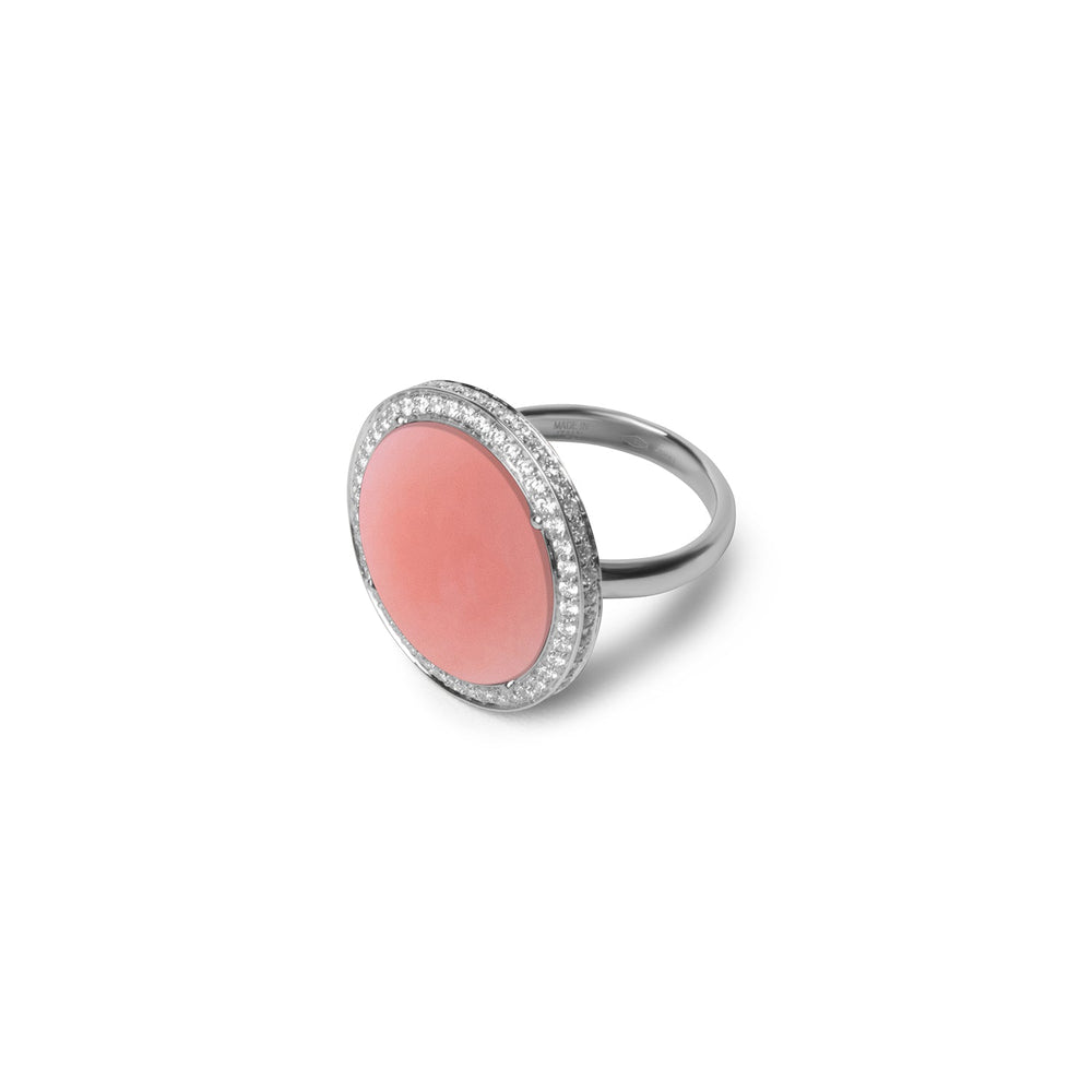 Eternity rings with pink opal in white gold, large size (view 2)