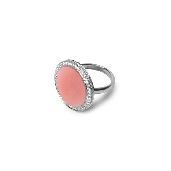 Eternity rings with pink opal in white gold, large size (view 2)