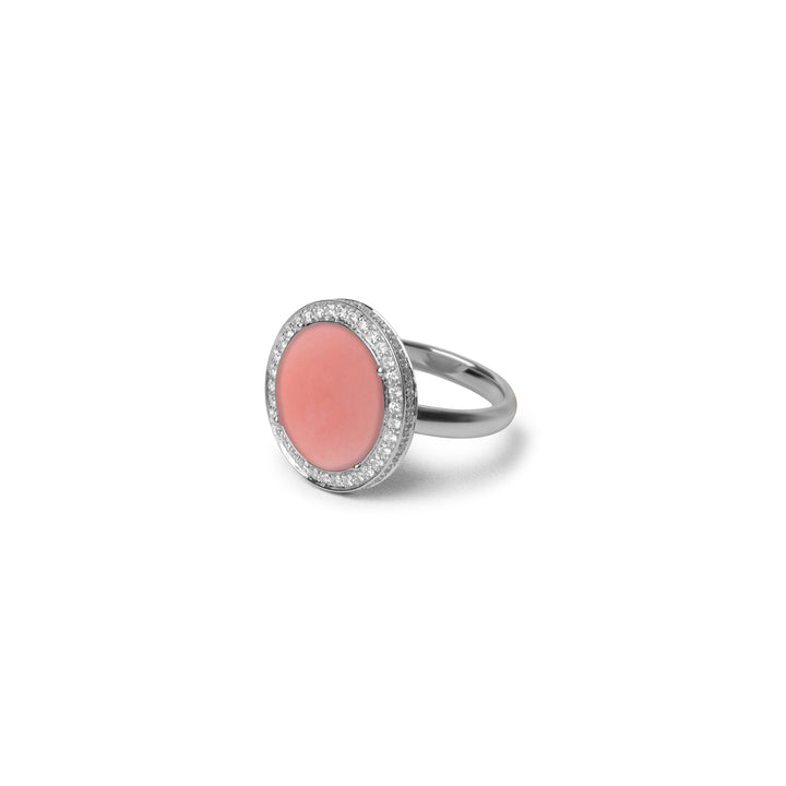 Eternity rings with pink opal in white gold, medium size (view 2)