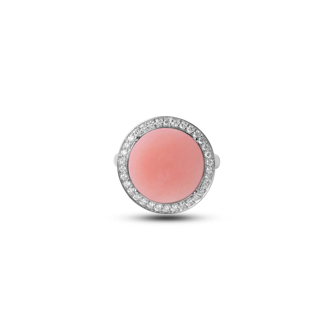 Eternity rings with pink opal in white gold, medium size (view 3)