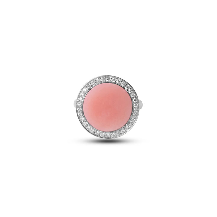 Eternity rings with pink opal in white gold, medium size (view 3)