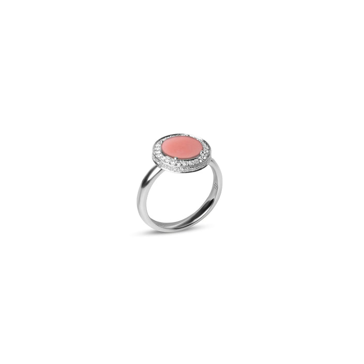 Eternity rings with pink opal in white gold, small size