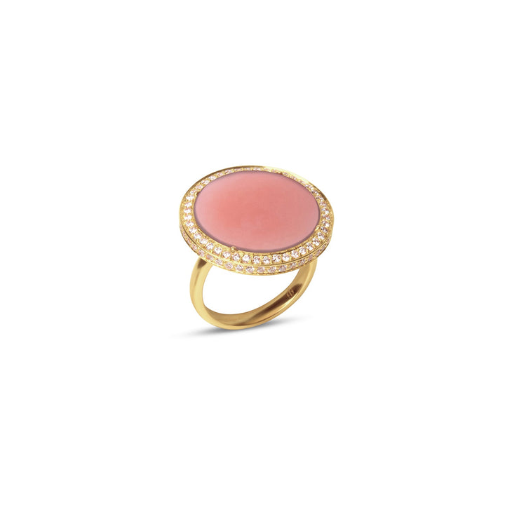 Eternity rings with pink opal in yellow gold, large size