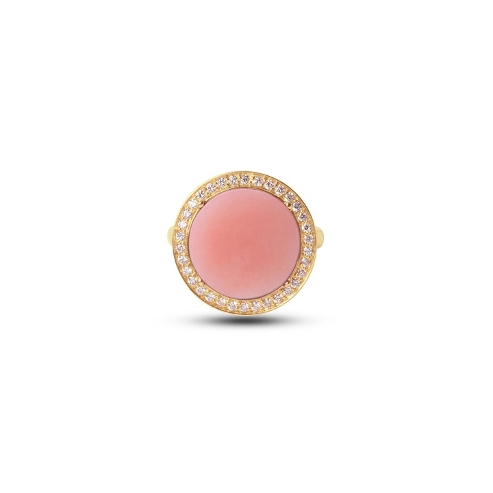 Eternity rings with pink opal in yellow gold, medium size (view 3)