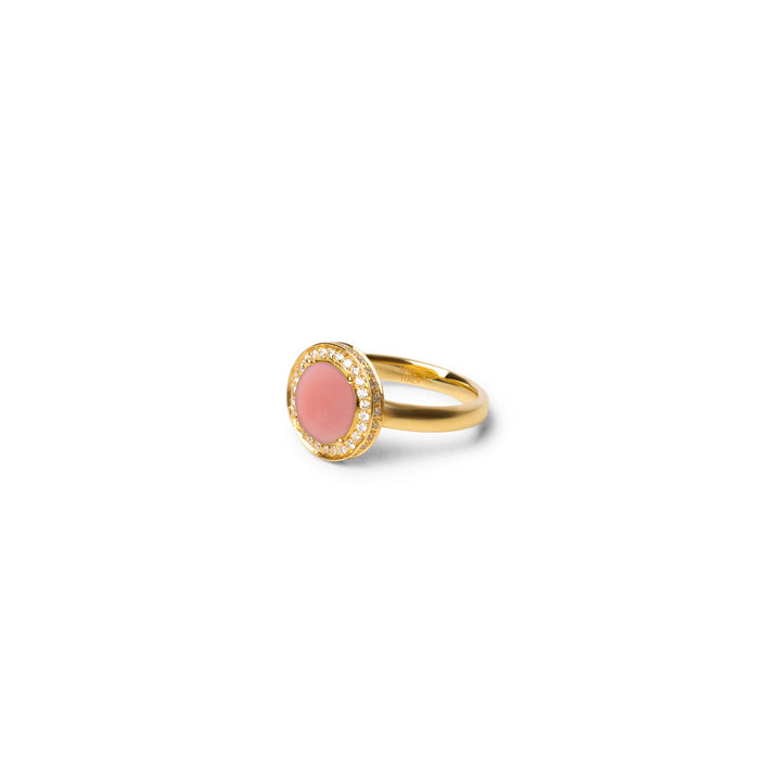 Eternity rings with pink opal in yellow gold, small size (view 2)