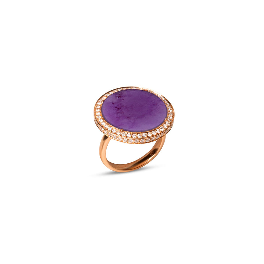 Eternity rings with purple agate in rose gold, large size