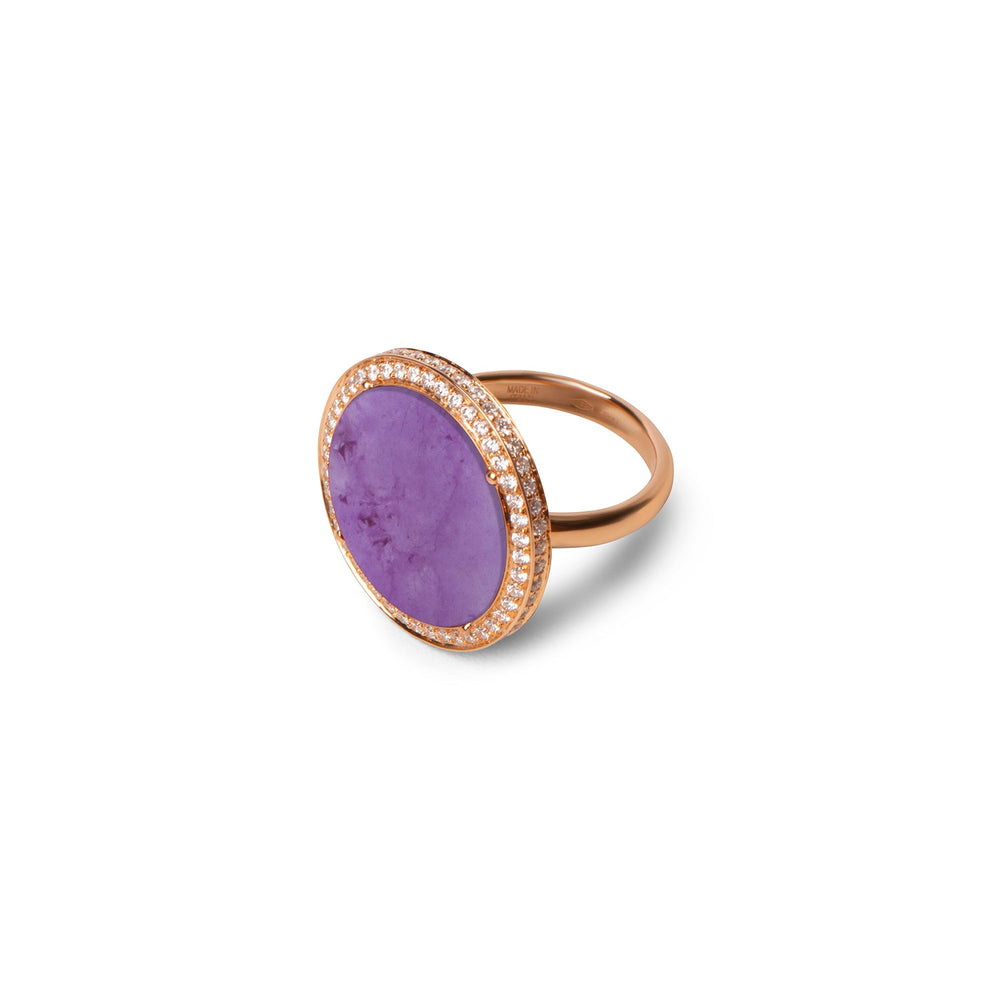 Eternity rings with purple agate in rose gold, large size (view 2)