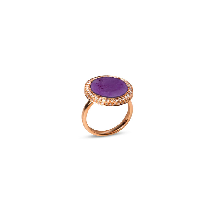 Eternity rings with purple agate in rose gold, medium size