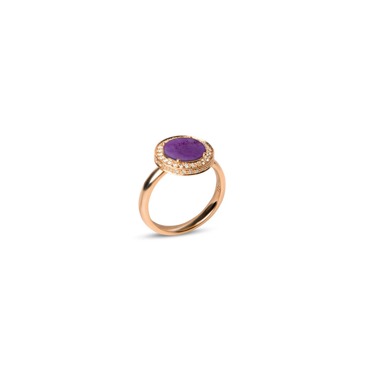 Eternity rings with purple agate in rose gold, small size