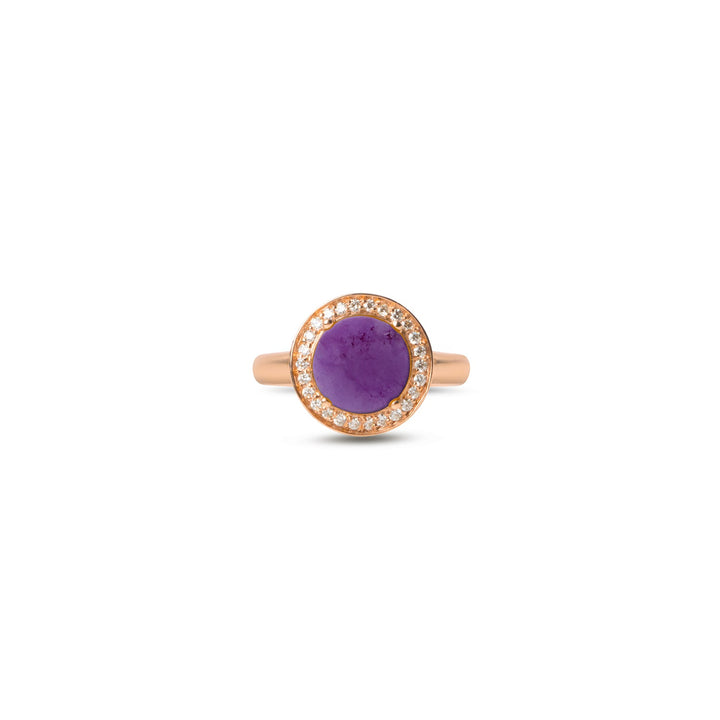 Eternity rings with purple agate in rose gold, small size (view 3)