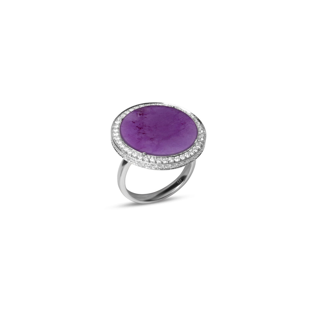 Eternity rings with purple agate in white gold, large size