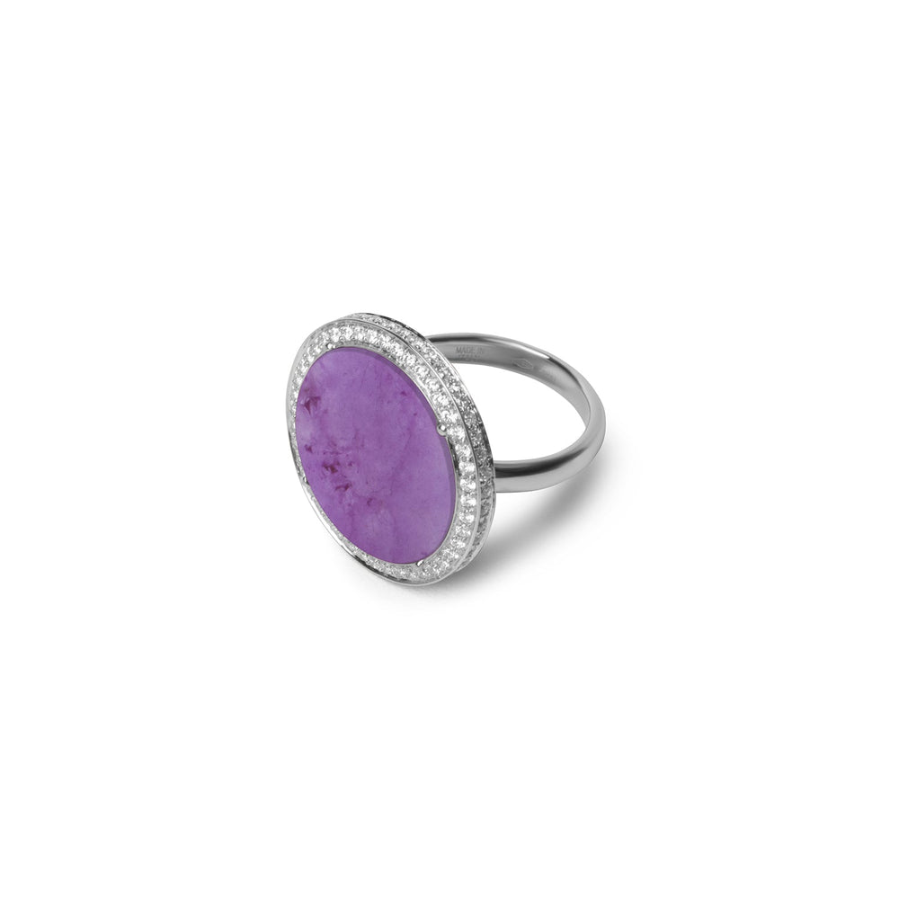 Eternity rings with purple agate in white gold, large size (view 2)