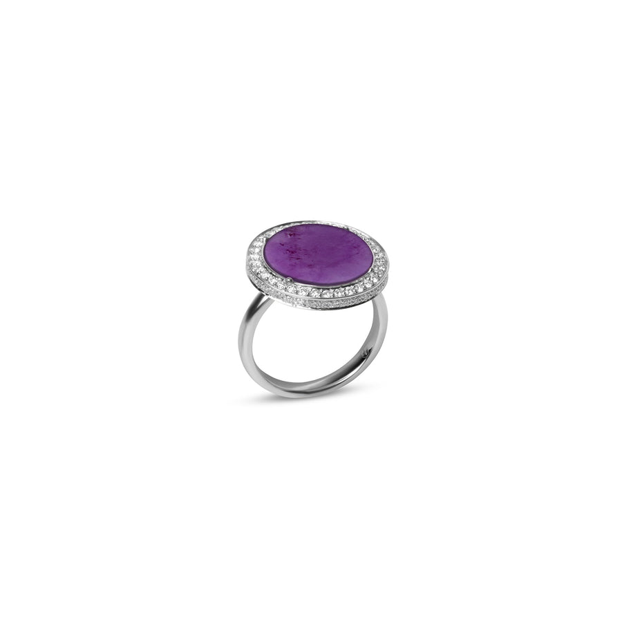 Eternity rings with purple agate in white gold, medium size