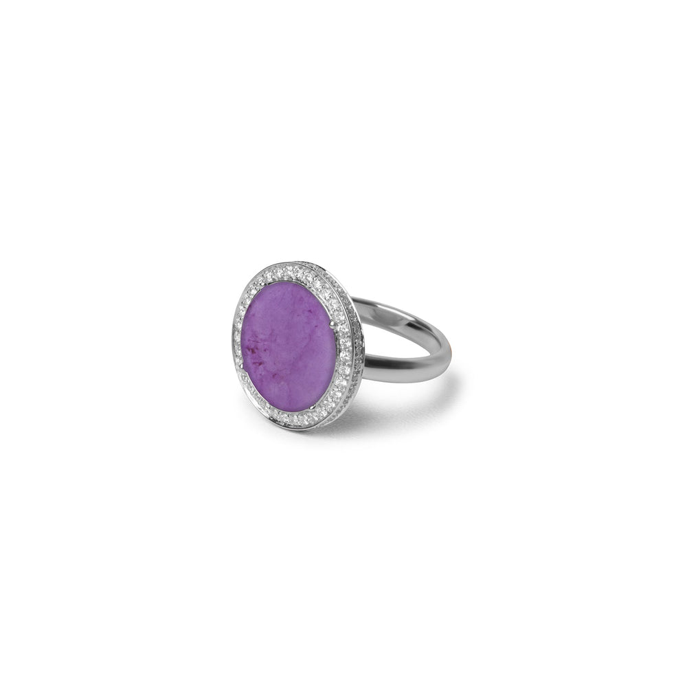 Eternity rings with purple agate in white gold, medium size (view 2)