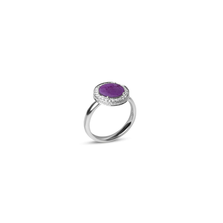 Eternity rings with purple agate in white gold, small size