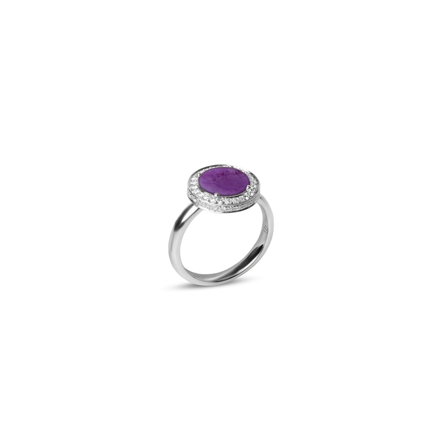 Eternity rings with purple agate in white gold, small size