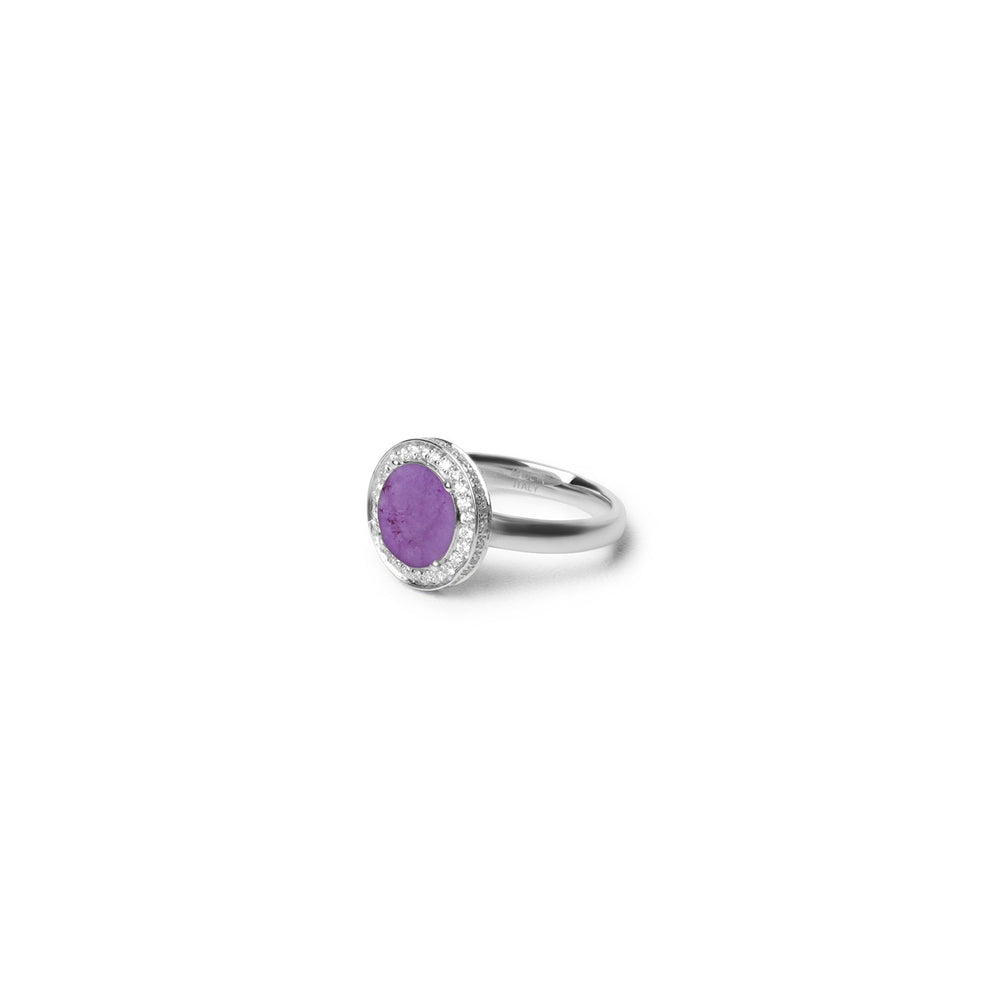 Eternity rings with purple agate in white gold, small size (view 2)