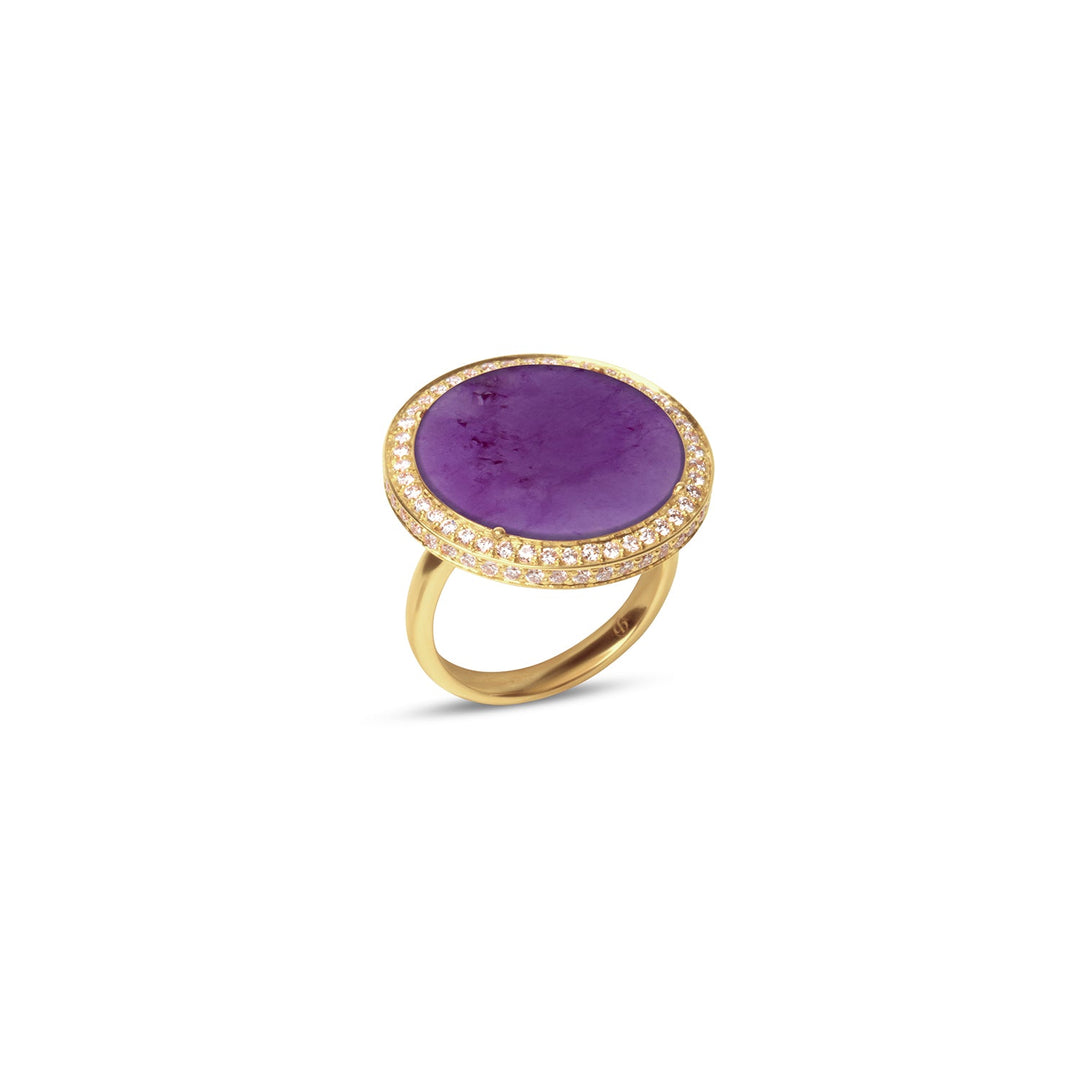 Eternity rings with purple agate in yellow gold, large size