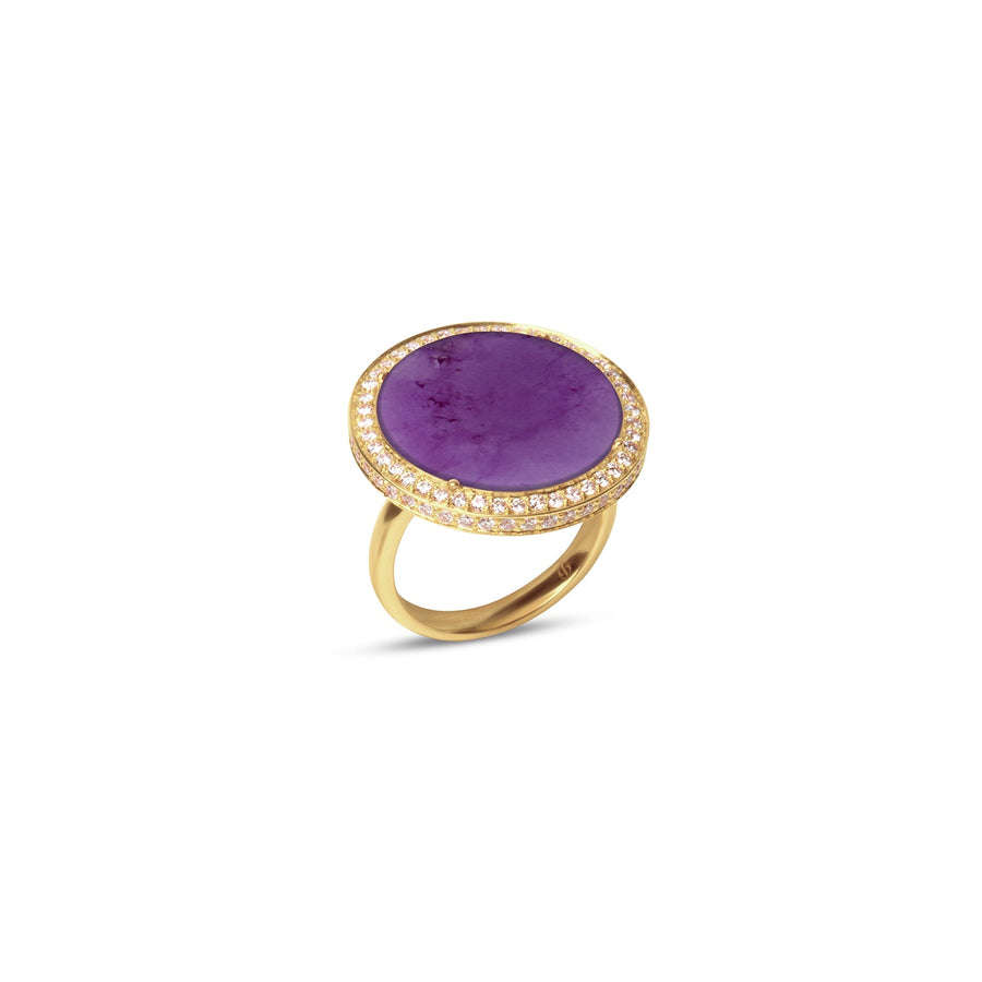 Eternity rings with purple agate in yellow gold, large size