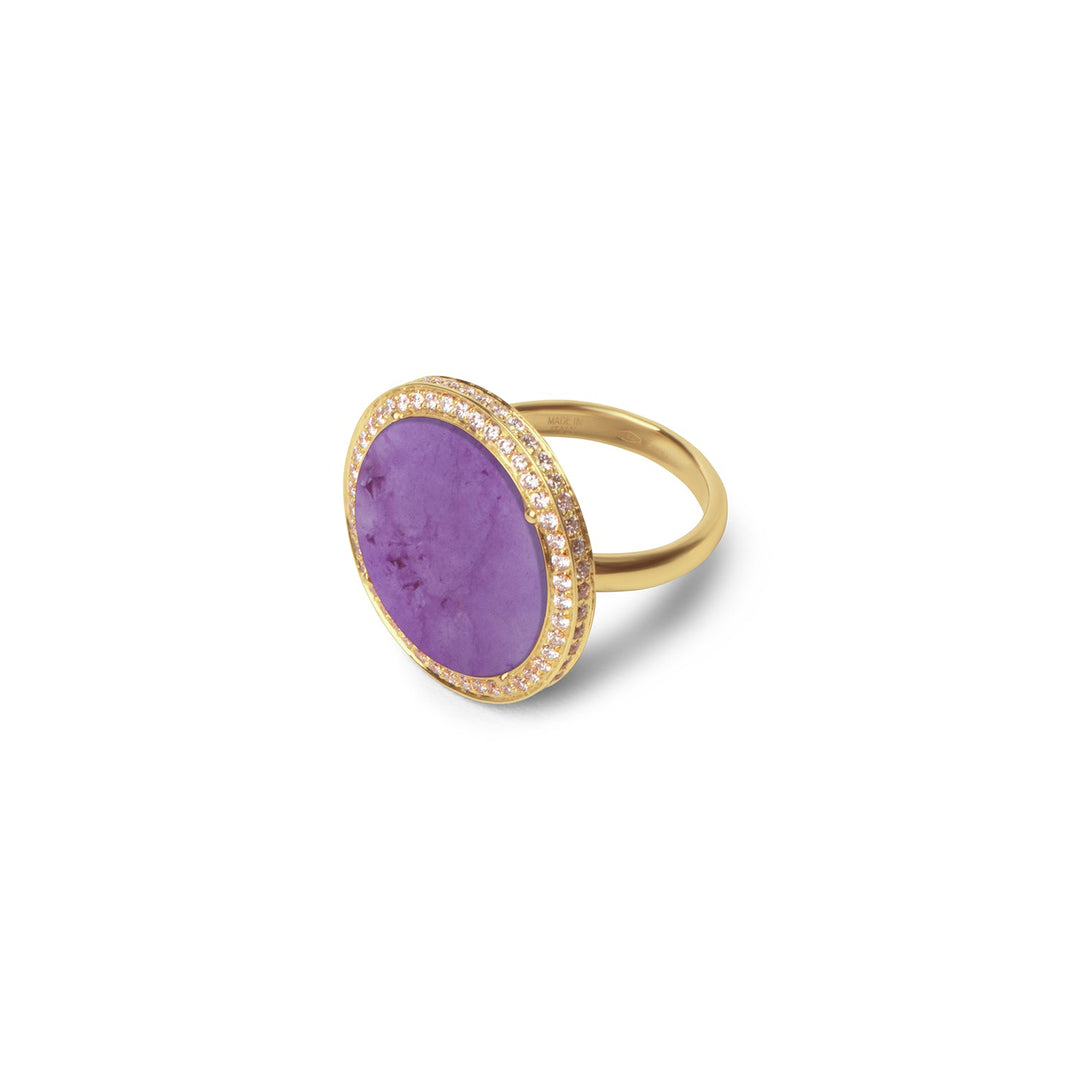 Eternity rings with purple agate in yellow gold, large size (view 2)