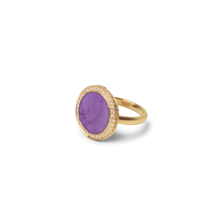 Eternity rings with purple agate in yellow gold, medium size (view 2)