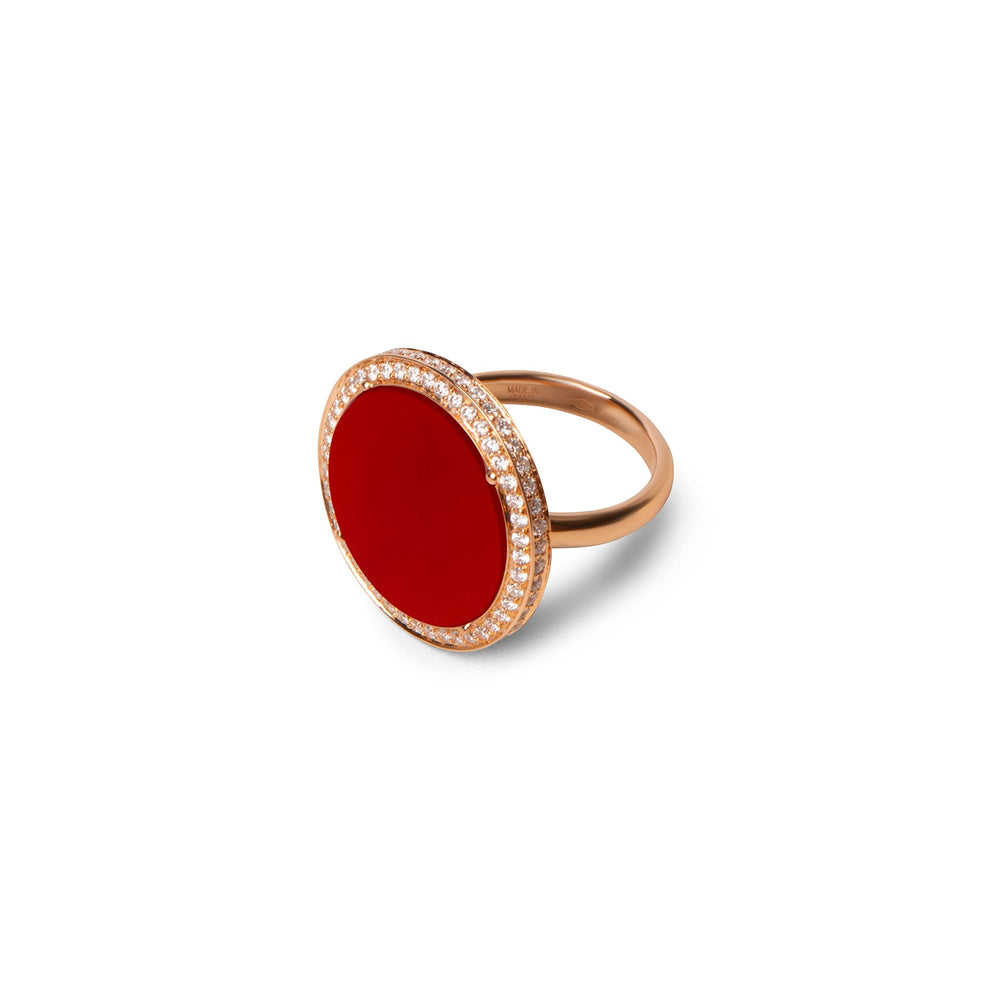 Eternity rings with red carnelian in rose gold, large size (view 2)
