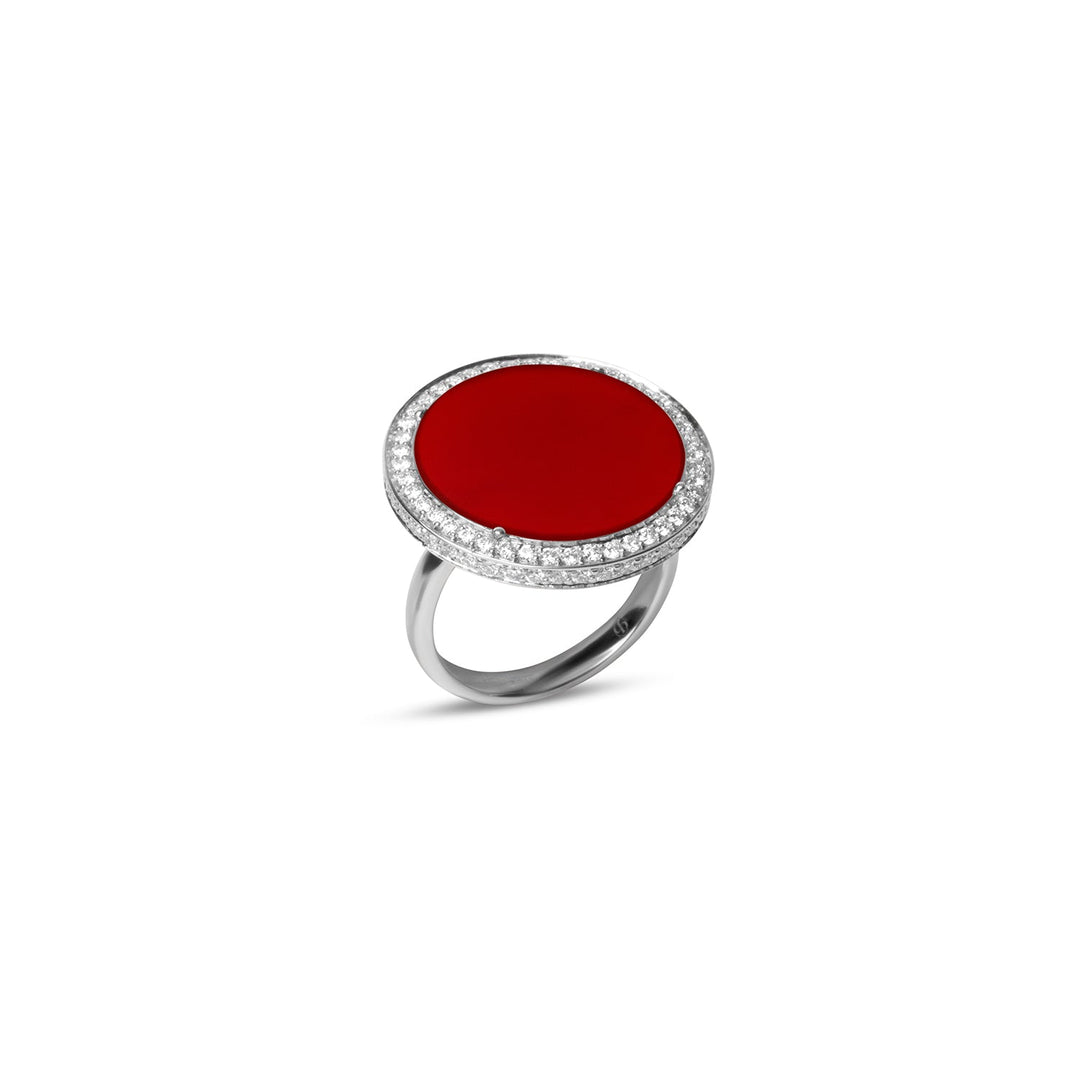 Eternity rings with red carnelian in white gold, large size
