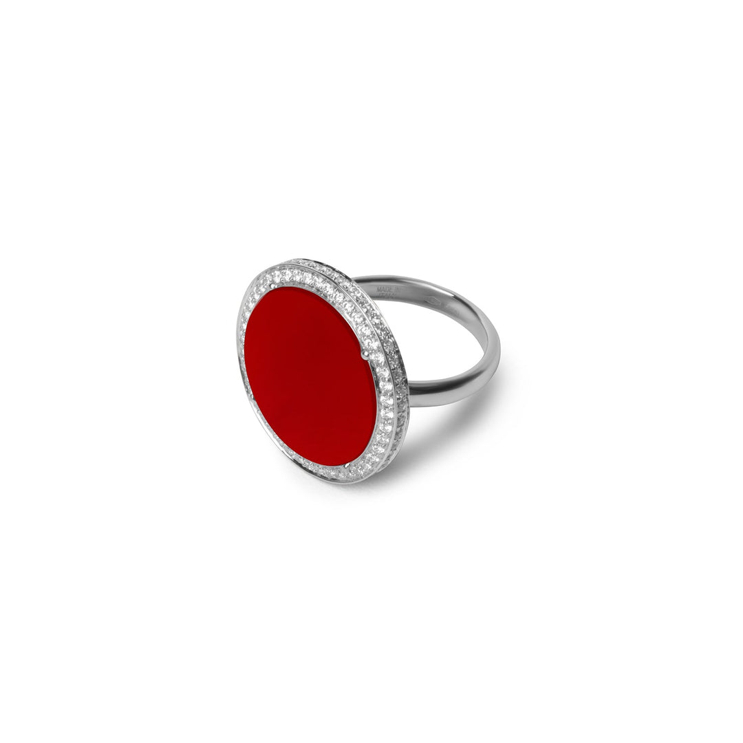 Eternity rings with red carnelian in white gold, large size (view 2)