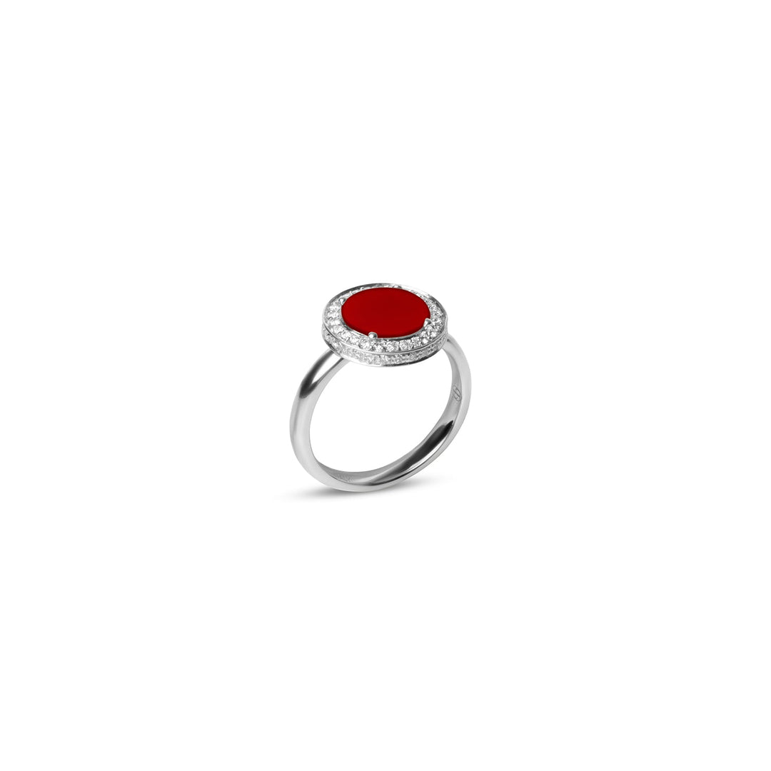 Eternity rings with red carnelian in white gold, small size