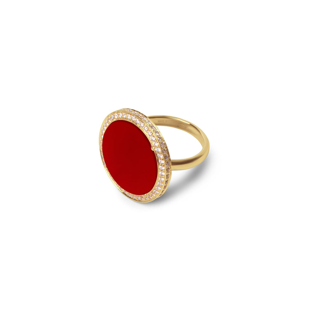 Eternity rings with red carnelian in yellow gold, large size (view 2)