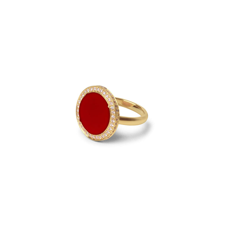 Eternity rings with red carnelian in yellow gold, medium size (view 2)
