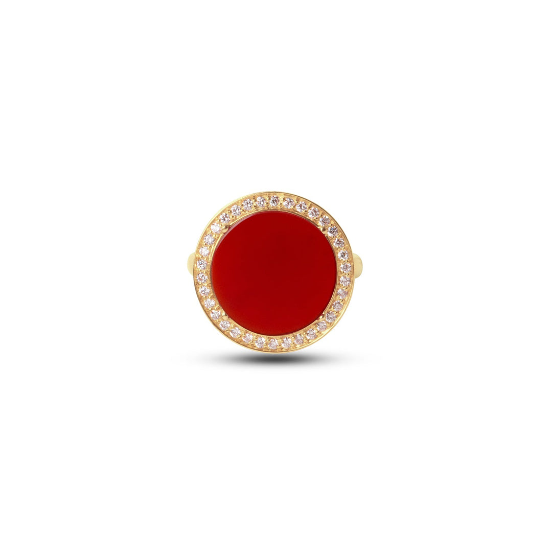 Eternity rings with red carnelian in yellow gold, medium size (view 3)