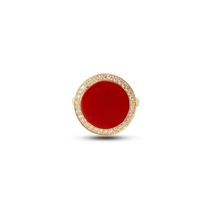 Eternity rings with red carnelian in yellow gold, medium size (view 3)